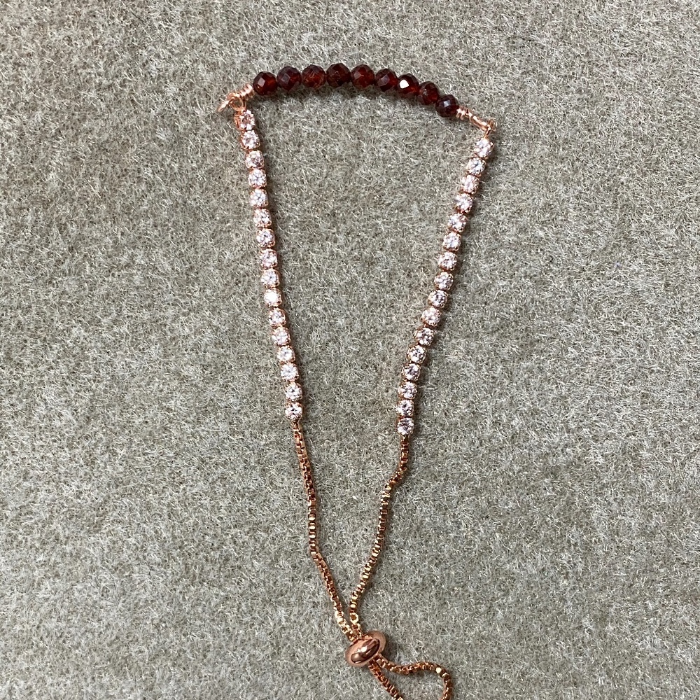 Garnet Gemstone Bracelet Adjustable